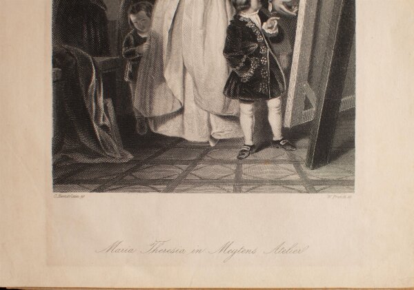 William French nach C. Hemerlein - Maria Theresia in Meytens Atelier - 1880 - Stahlstich