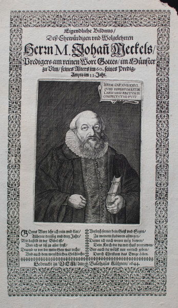 Balthasar Kühnen Verleger, Matthäus Rembold Stecher - Bildnis Johann Meckel - 1644 - Kupferstich und Holzschnitt