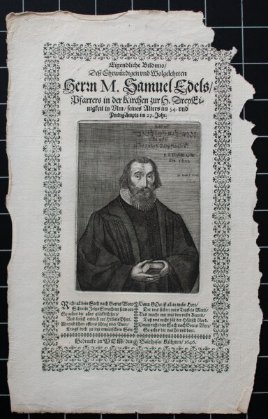 Balthasar Kühnen Verleger, Matthäus Rembold Stecher - Bildnis Samuel Edel - 1646 - Kupferstich und Holzschnitt