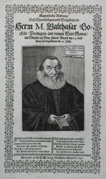Balthasar Kühnen Verleger, Matthäus Rembold Stecher - Bildnis Balthasar Gockel - 1646 - Kupferstich und Holzschnitt