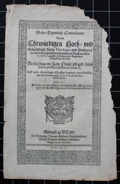 Balthasar Kühnen Verleger, Matthäus Rembold Stecher - Bildnis Marcus Wollaib - 1646 - Kupferstich und Holzschnitt