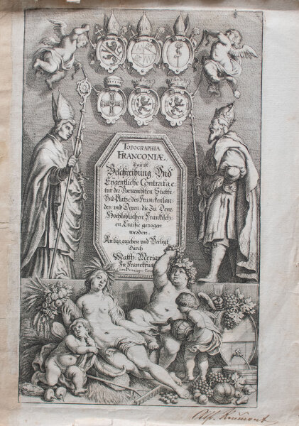 Matthäus Merian - Fontispiz Topographia Franconiae, Band 9 - 1648 - Kupferstich