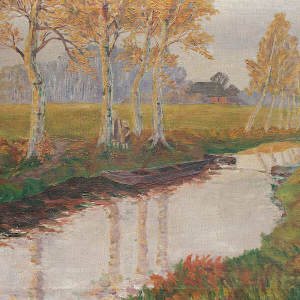 Monogrammist E.L. - Herbstliche Moorlandschaft - Erste Hälfte 20. Jhd. - Ölmalerei