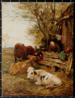 Kopist nach Karl Stuhlmüller - Bauer mit Kühen...