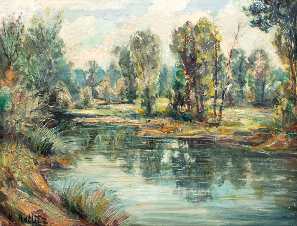 Hans Antlitz - Stauweiher - 1960er Jahre - Ölmalerei