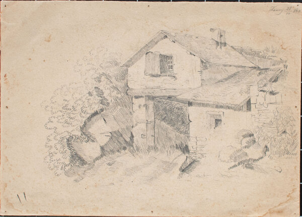 Unbekannt - Bäuerliches Haus - 1860 - Bleistiftzeichnung