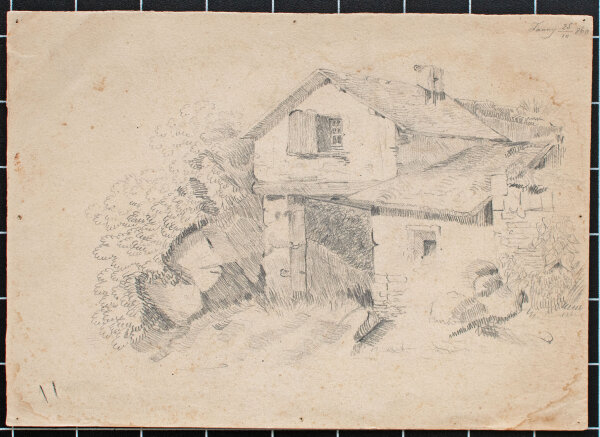Unbekannt - Bäuerliches Haus - 1860 - Bleistiftzeichnung