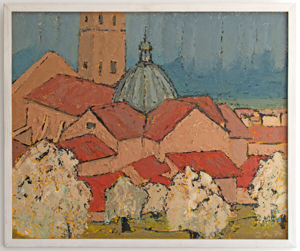 Monogrammist J.A. - Italienische Stadtlandschaft - 1974 - Ölmalerei