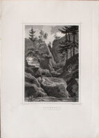 G. Heisinger - Wasserfall bei Langhennersdorf - 19. Jhd....