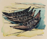 Richard Ermisch - Vier Kähne IV - Um 1950 - Aquarell