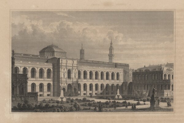 Bibliographisches Institut (Hildburghausen) - Das neue Museum - um 1840 - Stahlstich