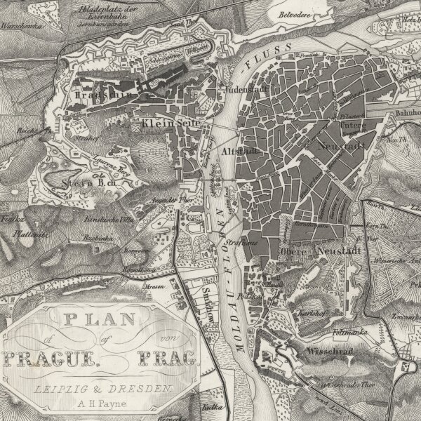 Albert Henry Payne - Plan von Prag - Stahlstich - um 1840