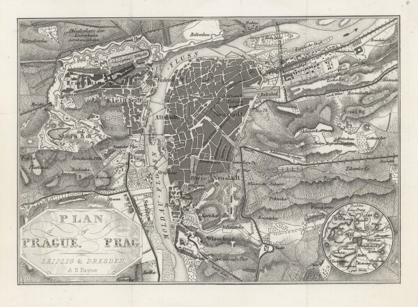 Albert Henry Payne - Plan von Prag - Stahlstich - um 1840