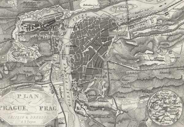 Albert Henry Payne - Plan von Prag - Stahlstich - um 1840