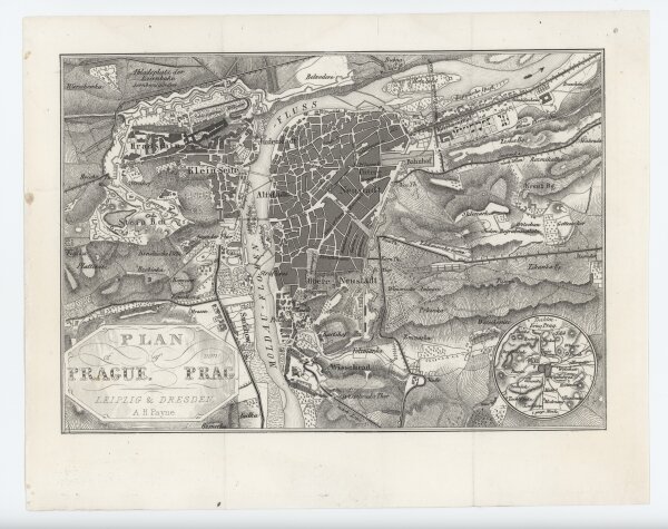 Albert Henry Payne - Plan von Prag - Stahlstich - um 1840