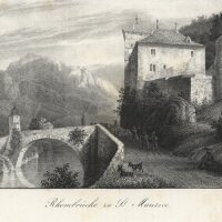 C. Studer - Rhonebrücke zu St. Marice - Stahlstich -...