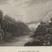 L. Schnell - Seilbrücke bei Tiri - Stahlstich - um 1835