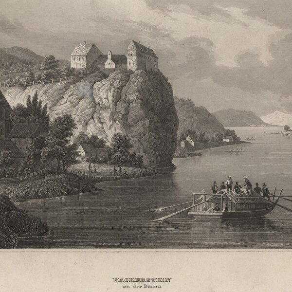 Bibliographisches Institut in Hildburghausen - Wackerstein an der Donau - Stahlstich - um 1860