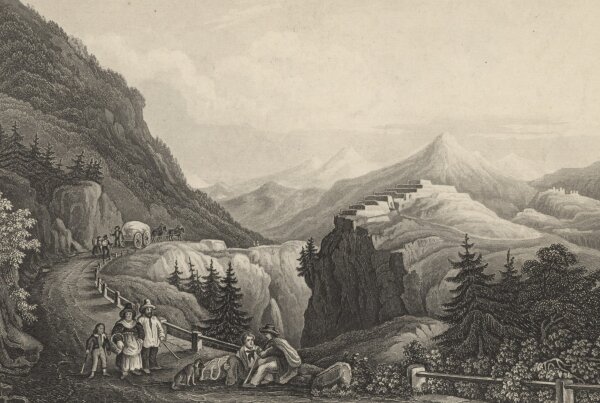 B. Metzeroth - Bergfestung Lesseillon und die Cenis Strasse - Stahlstich - um 1840
