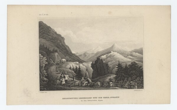 B. Metzeroth - Bergfestung Lesseillon und die Cenis Strasse - Stahlstich - um 1840