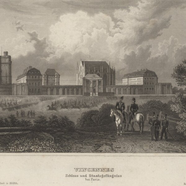 Bibliographisches Institut in Hildburghausen - Vincennes Schloss und Staatsgefängnis - Stahlstich - um 1850