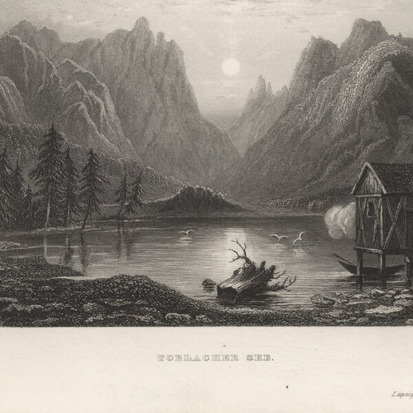 John James Hinchliff - Toblacher See - Stahlstich - um 1850