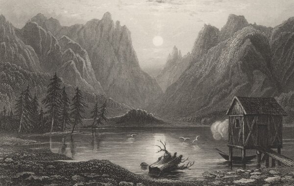 John James Hinchliff - Toblacher See - Stahlstich - um 1850