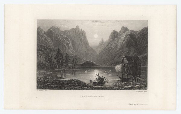 John James Hinchliff - Toblacher See - Stahlstich - um 1850