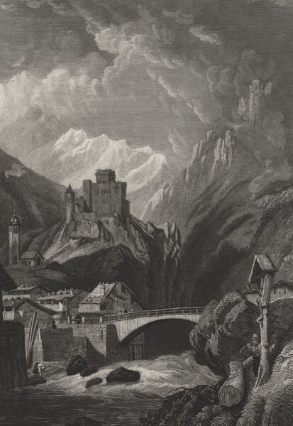 Alexander Marx - Burg Landeck in Tyrol - Stahlstich - um 1860