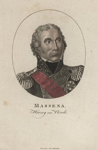 Zwickau, bei Schumann - Massena. Herzog von Rivoli - Kupferstich - um 1815