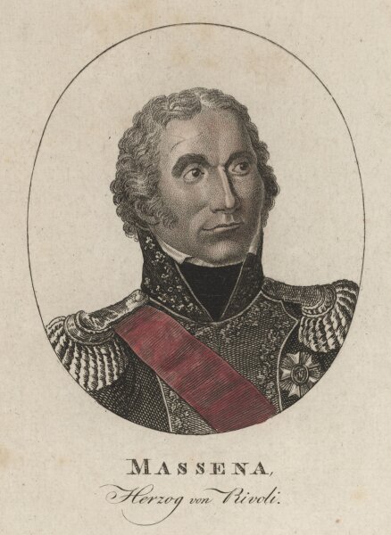 Zwickau, bei Schumann - Massena. Herzog von Rivoli - Kupferstich - um 1815