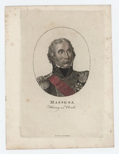 Zwickau, bei Schumann - Massena. Herzog von Rivoli - Kupferstich - um 1815