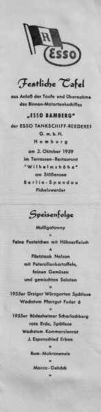 Esso Tankschiff-Reederei - Festlich Tafel - ESSO Bamberg - Textildruck