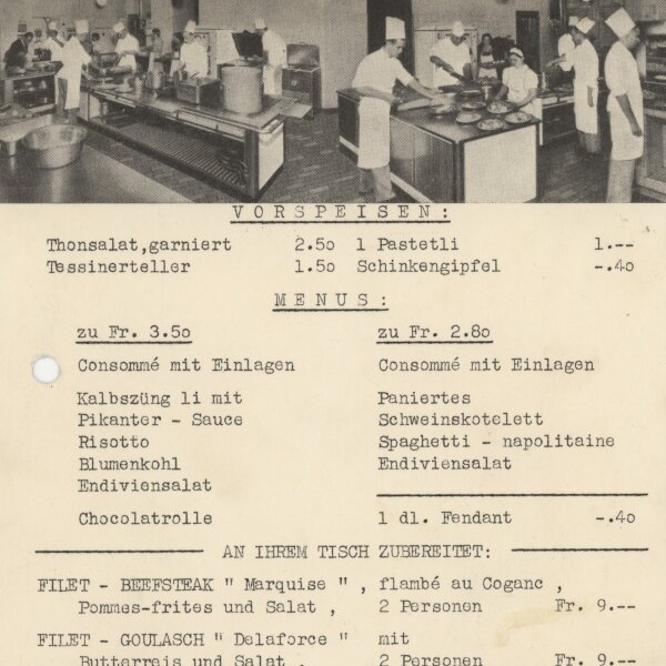 Restaurant Oscar Weber, Zürich - Menükarte - Druckgrafik