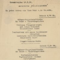Chemnitz, Gaststätte Friedrichsburg - Speisekarte -...