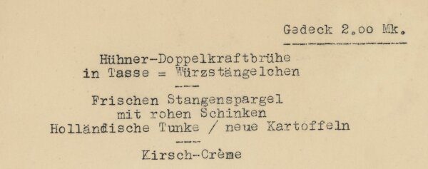 Chemnitz, Gaststätte Friedrichsburg - Speisekarte - Druckgrafik