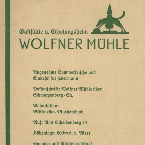 Wolfener Mühle - Speisen-Karte - Druckgrafik