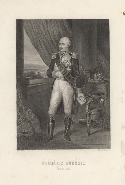 Ferdinand Delannois - Frédéric Auguste Roi de Saxe - Stahlstich - um 1830