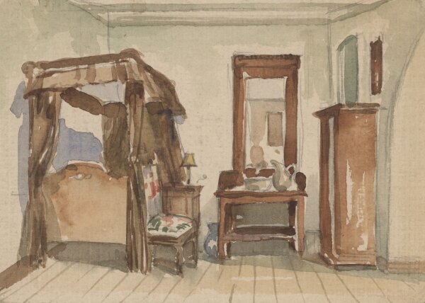 unbekannt - Burg Stolzenfels Interieur - Aquarell - 1943
