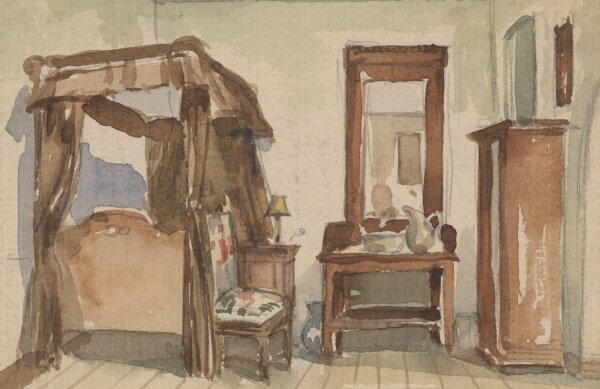 unbekannt - Burg Stolzenfels Interieur - Aquarell - 1943