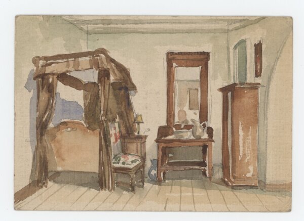 unbekannt - Burg Stolzenfels Interieur - Aquarell - 1943