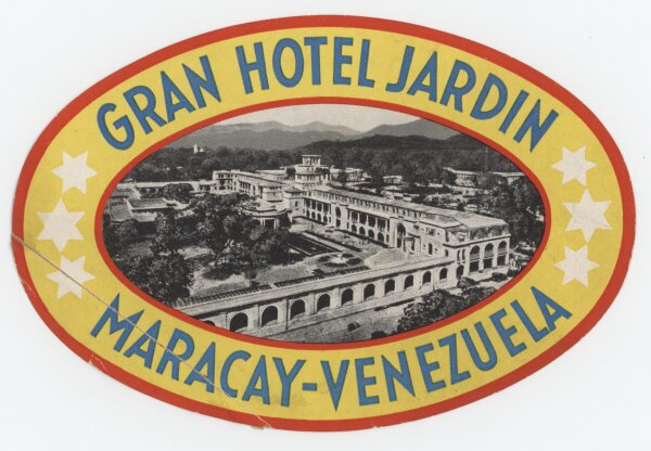 Gran Hotel Jardín Maracay - Etikett/ Travel Label - Offsetdruck - 1950er