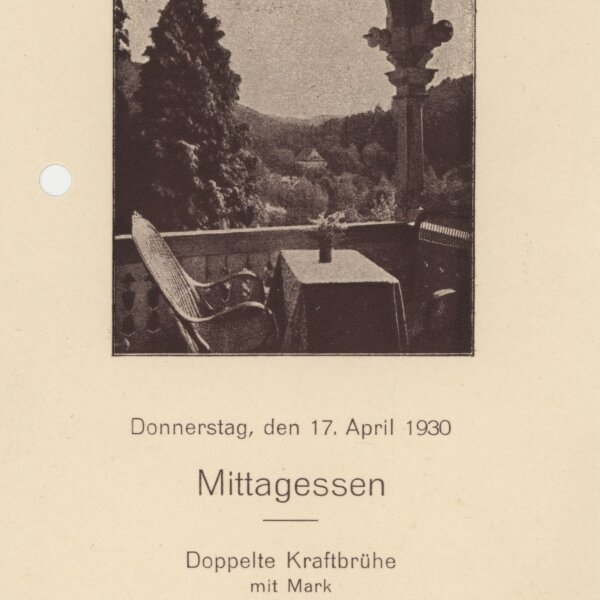 Harzburger Hof und Kurhof - Menükarte - Offsetdruck - 17.4.1930