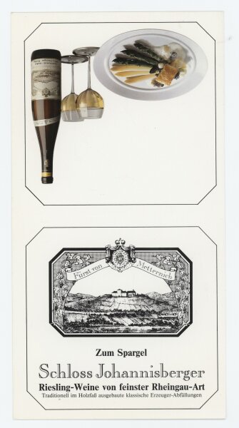 Schloss Johannisberger - Tischaufsteller - Offsetdruck - 1970er?