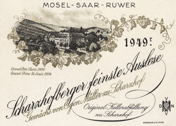 Egon Müller zu Scharzhof - Scharzhof Mosel-Saar-Ruwer 1949r - Offsetdruck - 1940er