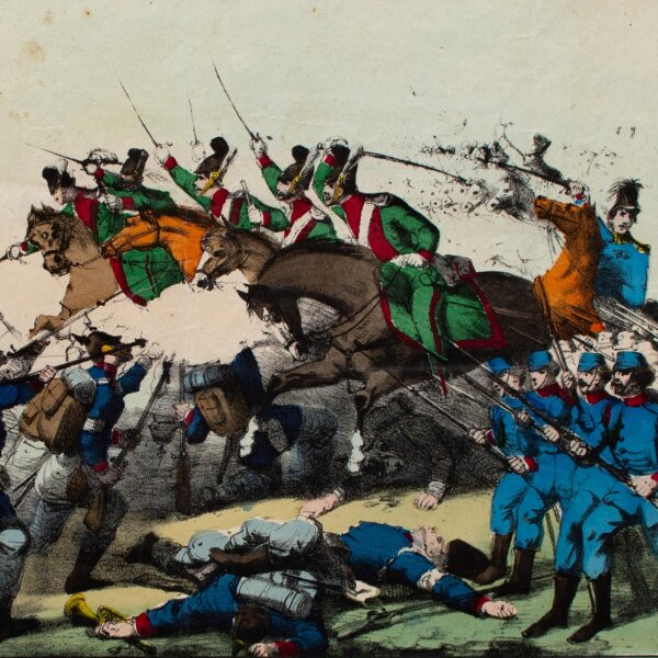Unbekannt - Gefecht bei Kaltennordheim 1866 - Kolorierte Lithografie - um 1870