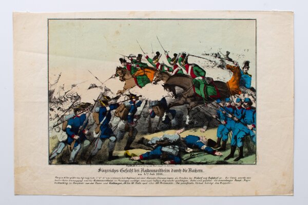 Unbekannt - Gefecht bei Kaltennordheim 1866 - Kolorierte Lithografie - um 1870