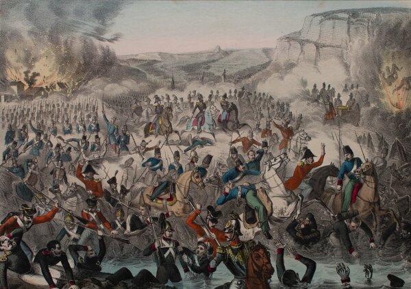 Unbekannt - Flucht der Russen von Inkermann - Handkolorierte Lithografie - um 1860