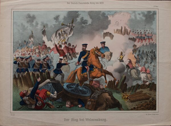Unbekannt - Der Sieg bei Weissenburg - Handkolorierte Lithografie - um 1871