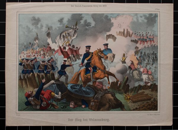 Unbekannt - Der Sieg bei Weissenburg - Handkolorierte Lithografie - um 1871